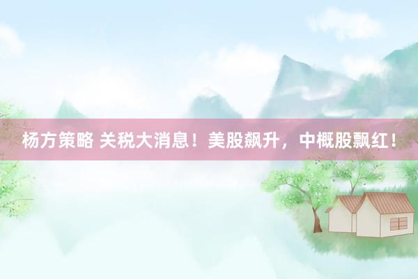 杨方策略 关税大消息！美股飙升，中概股飘红！